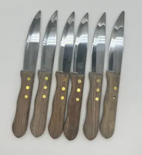 078737213321 ONEIDA Pioneer Wood Handle Serrated Steak Knives #2
