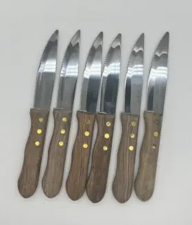 078737213321 ONEIDA Pioneer Wood Handle Serrated Steak Knives