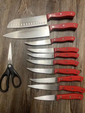 085081041920 OSTER Evansville Steel Knife Set Wooden Block