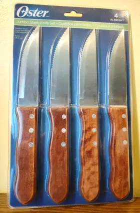 104385.04 OSTER Set Steak Knives Wood Handle Steel Blades