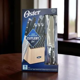 144313.18 OSTER Ginley Steel Cutlery Set Pinewood Block