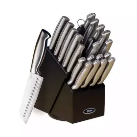 258768 OSTER Kitchen Knife Set Rubberwood Block Steel