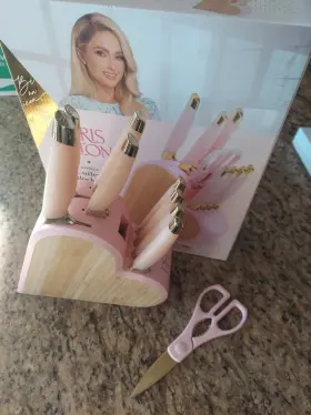 2426501461 PARIS HILTON Heart Steel Knife Block Set Pink