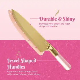 741393090628 PARIS HILTON Steel Knife Set Jewel Handles #3