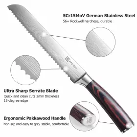715002307384 PAUDIN Bread Knife Ultra Sharp Wave Edge Forged #3