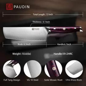 736139392319 PAUDIN Damascus Nakiri Knife High Car #2