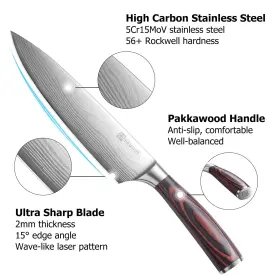 736139392500 PAUDIN Kitchen Knife Set High Carbon Steel Chef #3