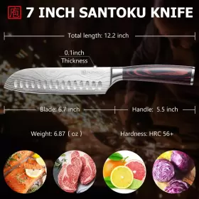 746268007442 PAUDIN Santoku Knife Chopping Ultra Sharp Forg #2