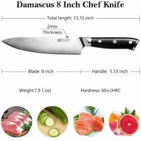 798542032657 PAUDIN Damascus Chef Knife Kitchen Sta #2