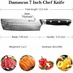 798542032688 PAUDIN Nakiri Knife Damascus Chef Steel #2