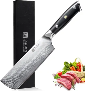 PDUK-NS2-02 PAUDIN Nakiri Knife Damascus Steel Chef Handle