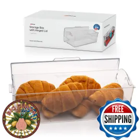 B0854QS119 PIKANTY Storage Box Hinged Lid Kitchen Pantry