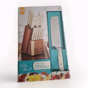 12221814 PIONEER WOMAN Wood Linen Cutlery Set Block