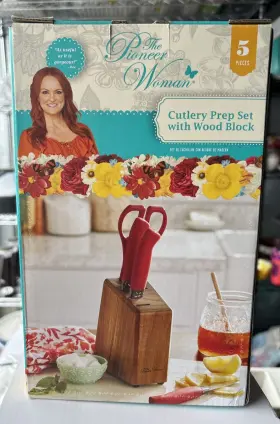 741393589375 PIONEER WOMAN Cutlery Set Wood Block
