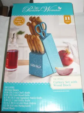 741393716238 PIONEER WOMAN Steel Knife Block Set Speckle