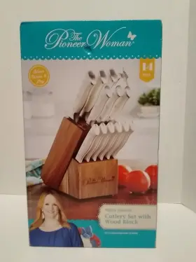 741393716634 PIONEER WOMAN Cutlery Set Wood Block
