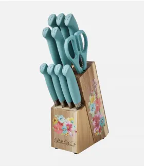 PWA302795514316 PIONEER WOMAN Set Steel Knives Acacia Wooden