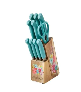PWS202795514159 PIONEER WOMAN Set Steel Knives Acacia Wooden