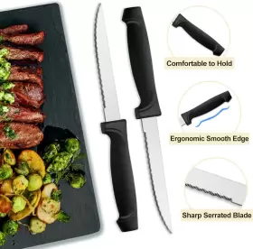 711181662634 PLEAFIND Steak Knives Serrated Steel Kn #3