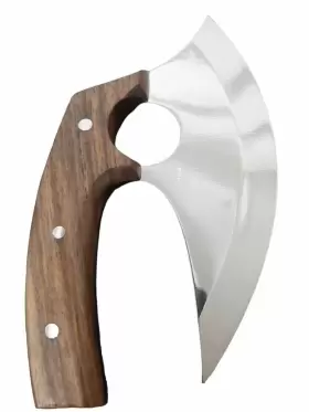 425749995968 POSHLAND Handmade Steel Ulu Kitchen Knife Wood #2