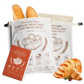 B0F941QY7D PROJECT WINE Beeswax Bread Bags Sourdough Homemade