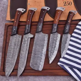 ZS-250 QC Handmade Forged Damascus Steel Chef Knife Set