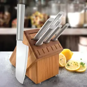 082449003248 RADA CUTLERY Essential Oak Block Set Handles