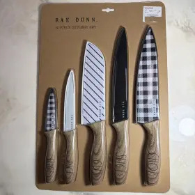 192598858153 RAE DUNN Knife Cutlery Set Wood Handles Chop