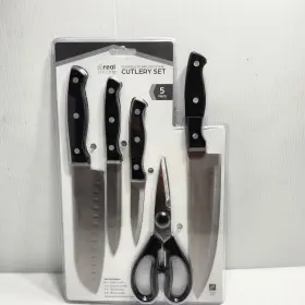 46789 REAL LIVING Knife Set Cutlery Steel Chef Santoku Paring