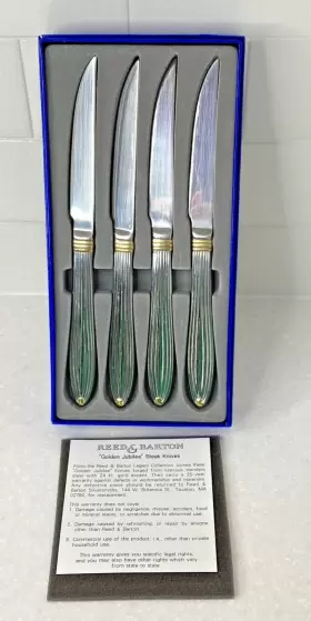 735092116857 REED BARTON Golden Jubilee Steak Knives Set #2