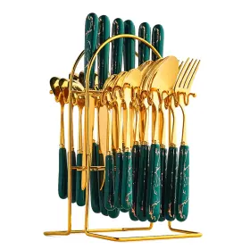 743332189080 RHCSZ Gilded Steel Flatware Set Kitchen Utensil