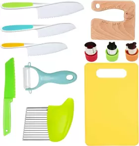 ETDTZ11PCS RISICULIS Wooden Kids Kitchen Knife Set Wood