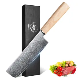 ROKNIFE24-NAKIRI ROCOCO Damascus Chef Knife Sharp Meat
