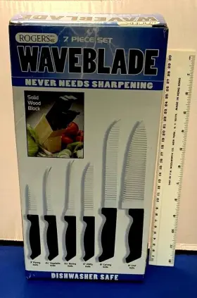 047539015167 ROGERS Waveblade Knife Set Wood Block