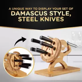 674276518530 ROMAN VENTURES Spartan Knife Block Damascus Set #2