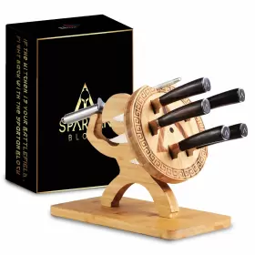 674276518530 ROMAN VENTURES Spartan Knife Block Damascus Set