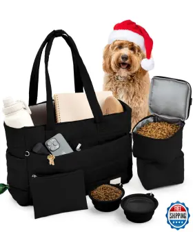 B0FKRLJG28 RUBYLOO Puffer Dog Travel Bag Moms Diaper Bowls