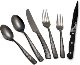 CG-BP-48 RUNFLY Hammered Silverware Set Steel