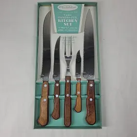 D313 RUSSELL Knife Set Harrington Cutlery Scalloped Wood