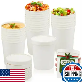 B0C2T8DP64 SABARY Paper Soup Containers Vented Lids Kraft