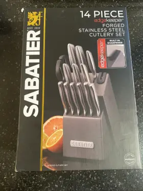 045908142018 SABATIER Forged Steel Knife Block Set Sharpener