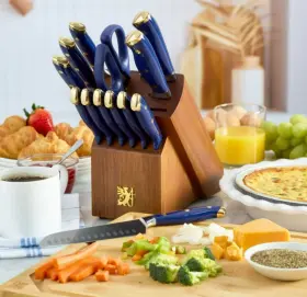 5317039 SABATIER Steel Forged Triple Rivet Knife Set Acacia