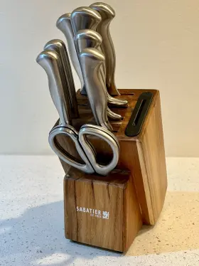 20B769 SABATIER Edgekeeper Cutlery Set Acacia Wood Knife