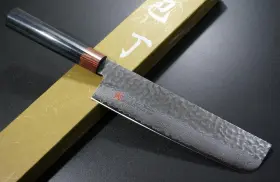 7393 SAKAI TAKAYUKI Damascus Hammered Nakiri Knife