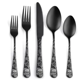 10-40PC-MATTE SANLUNS Skull Silverware Set Flatware Service