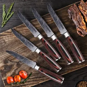 SK-14029-5PC SEIDO KNIVES Steel Serrated Steak Table Cutlery