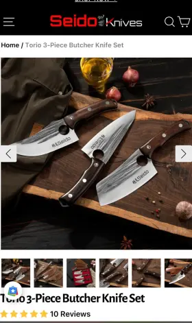 SK-CJCF141206909IR-3PTBKS SEIDO KNIVES Steel Torio Butcher