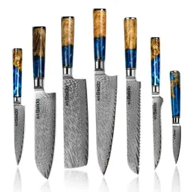 SK-PRO-DD-CKS-BLURES-7PCS SEIDO KNIVES Executive Damascus Set