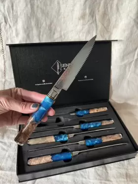TSUNAMISTEAK46 SENKEN Damascus Steak Knife Set Tsunami #2