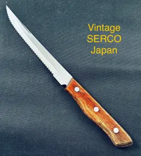 44911 SERCO Steak Knife Steel Blade Tang Wood Handle